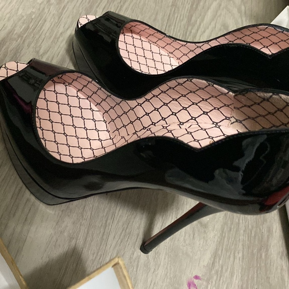 Christian Louboutin Black Patent Peep-Toe Heels limited edition
